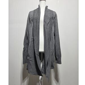 Lands' End Baumwolle Blend Woman's Gray Open Front Cardigan Size 2X 20-22W